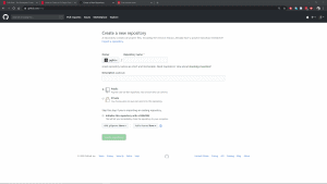 GitHub Website Add New Repository Page