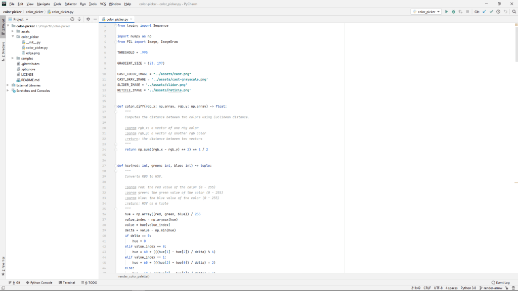 Example of PyCharm Python IDE