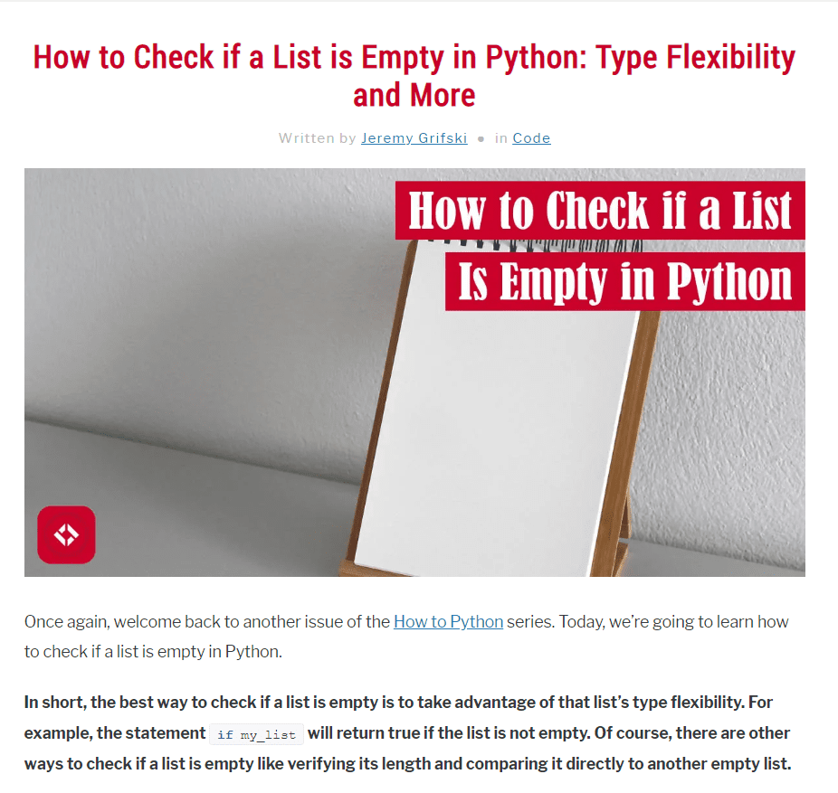 The Renegade Coder How to Check if a List is Empty Article