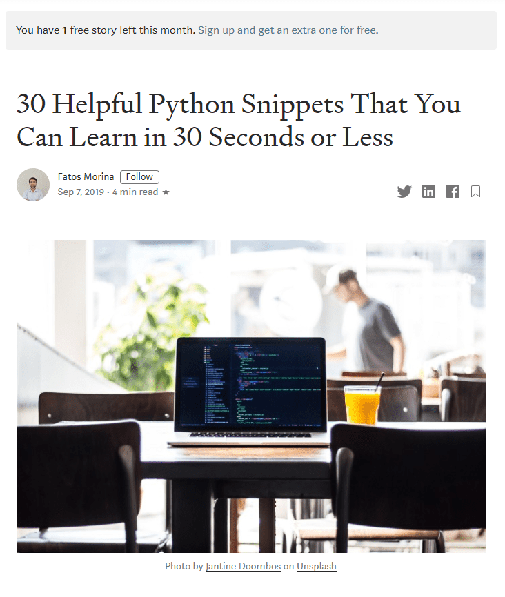 Towards Data Science Python Snippets Article