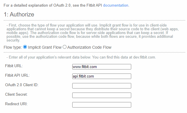 Fitbit's OAuth authorization page. 