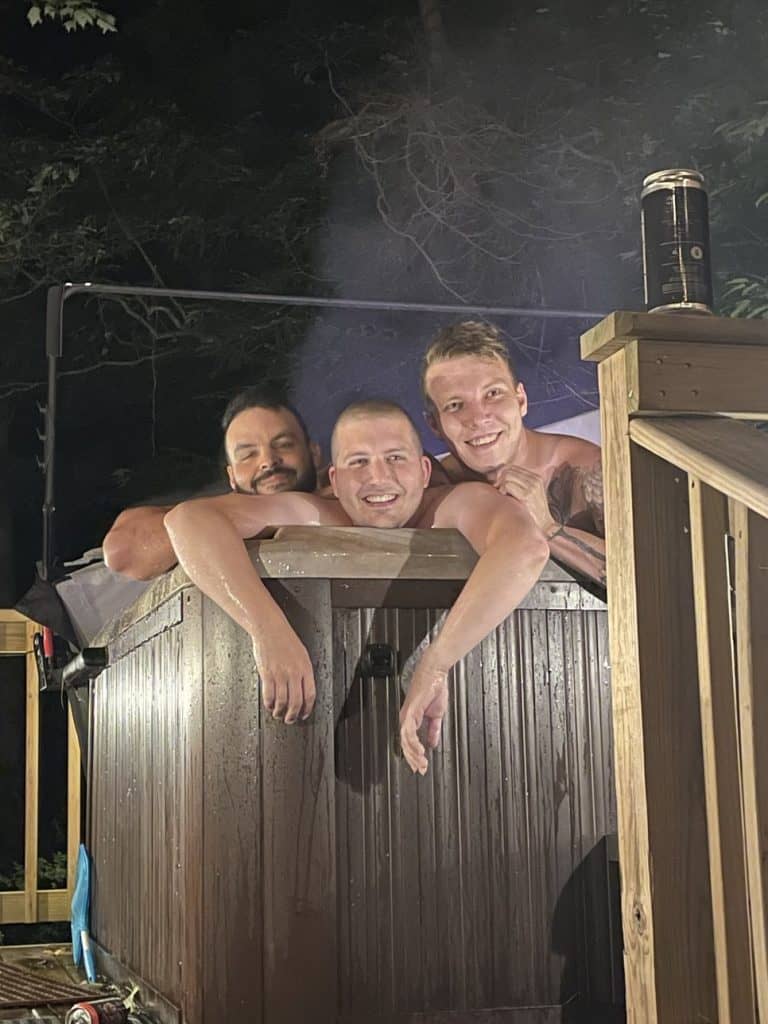 Robert, Jeremy, and Seth in the Hot Tub