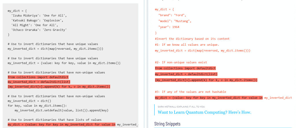 A side-by-side of plagiarism between my article on the left and the article from BuiltIn on the right.