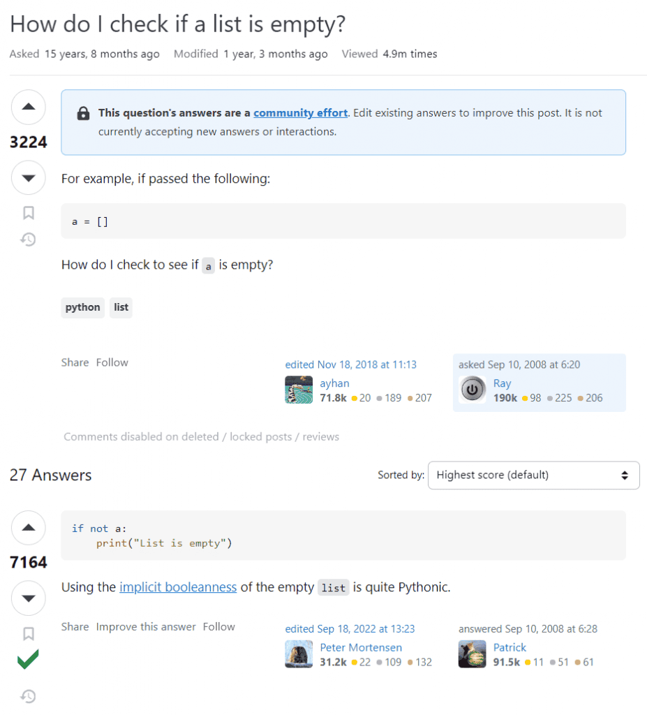 A screenshot of Stack Overflow for the question, 