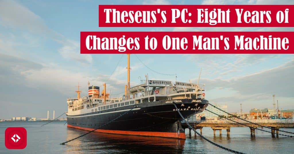 A photo of a ship as a play on the ship of theseus with the title of the article overlaid.