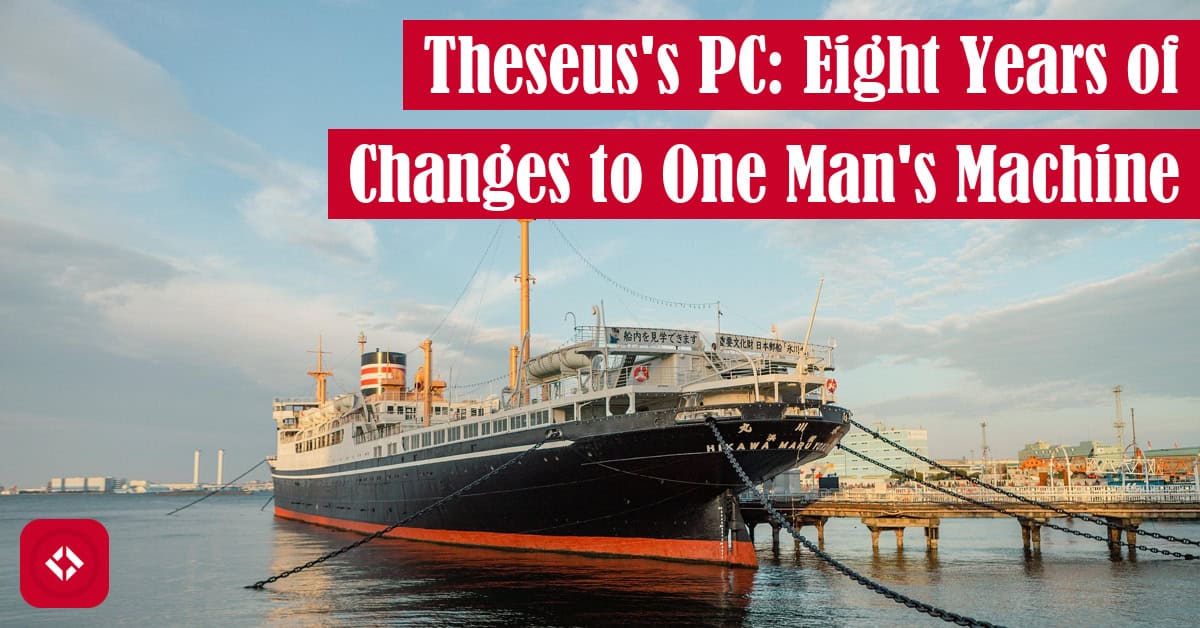 A photo of a ship as a play on the ship of theseus with the title of the article overlaid.