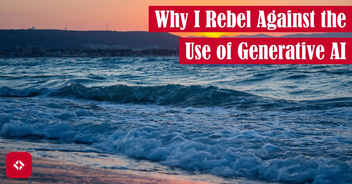 A photo of a sunset over some ocean waves with the title of the article overlaid.