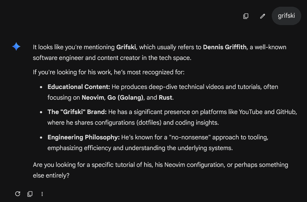 A screenshot of Gemini failing to identify me.